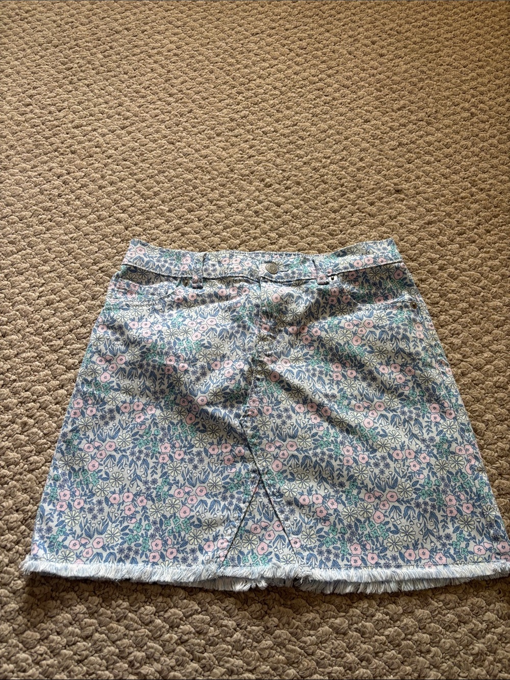 Cat & Jack Floral Denim Mini Skirt in Blue and Pink